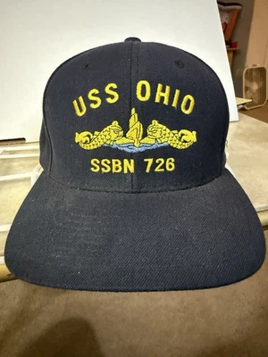 Sombrero de submarino vintage USS Ohio SSBN 726 Yupoong Snapback Navy Dolphins años 90 Foto 1 de 4