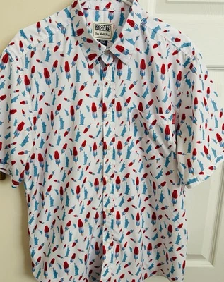 RSVLTS Bomb Pops & Freedom America Liberty ShortSleeve ButtonUpShirt Mens L AOP - Image 1 of 4