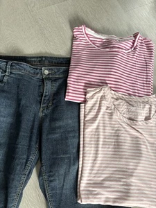 Coole Capri Jeans Bermuda + T-Shirt Gr. 48 - Bild 1 von 3