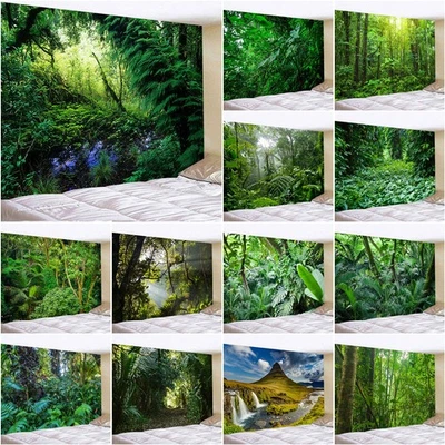 Large Lush Tropical Rainforest Wall Hanging Tapestry Decor Art Bedroom Backdrop - Image 1 of 2