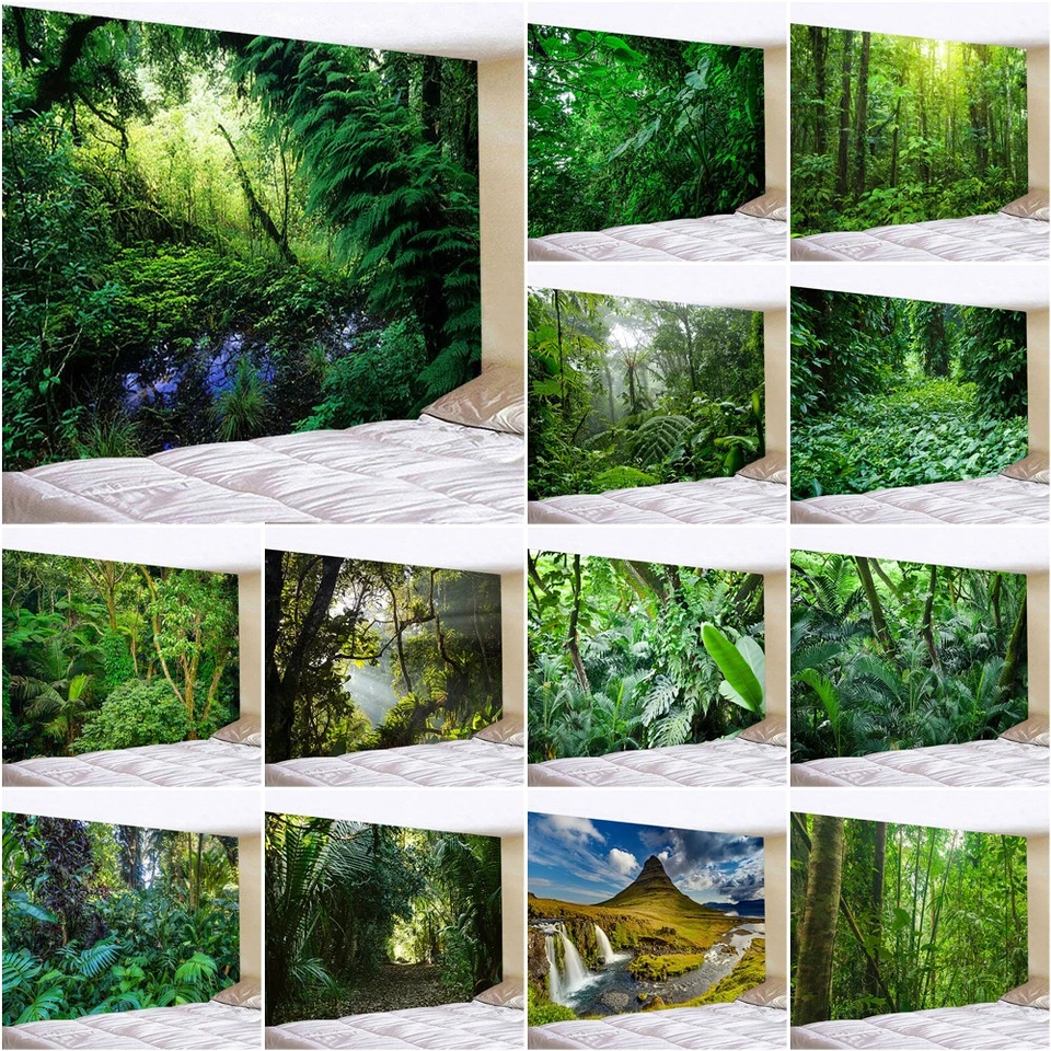 Large Lush Tropical Rainforest Wall Hanging Tapestry Decor Art Bedroom Backdrop - Image 1 of 2