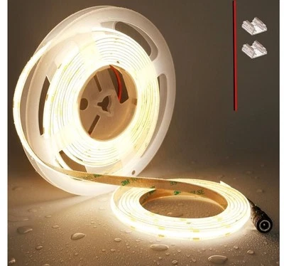 TOPAI 12V COB LED Strip Light 3000K Warm White Waterproof IP65 480LEDS/M - Image 1 of 4