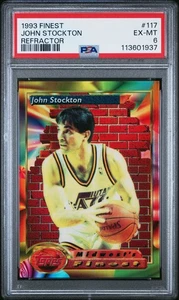 John Stockton 1993 Topps Finest Refractor #117 PSA 6 Jazz - Picture 1 of 2