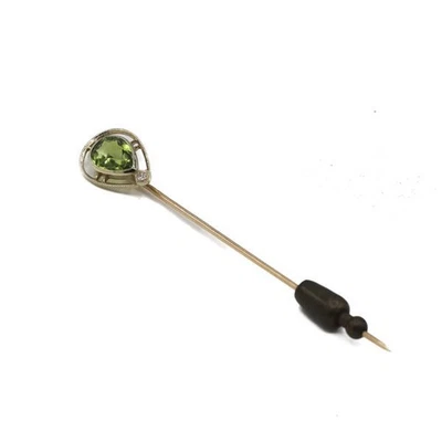 Brosche Nadel mit Peridot und Diamant in 14 Kt. 585 Gold brooch - Bild 1 von 4
