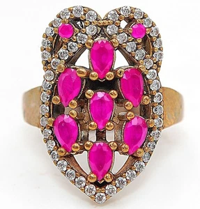 Ottoman Empire Style 2CT Treated Ruby 925 Sterling Silver Ring Sz 8 H1-4 - Picture 1 of 2