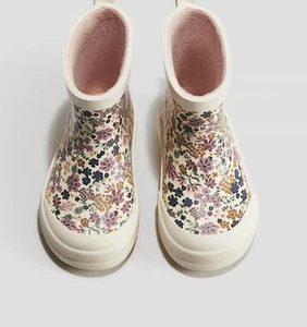 H&M Girls Rubber Flower Rain Boots Size EU 24 USA 7 - Picture 1 of 6
