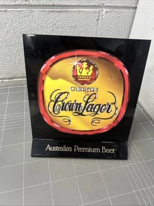 VINTAGE POINT OF SALE CARLTON CROWN LAGER PUB BAR UNITED BREWERY BEER SIGN RETRO - Picture 1 of 5