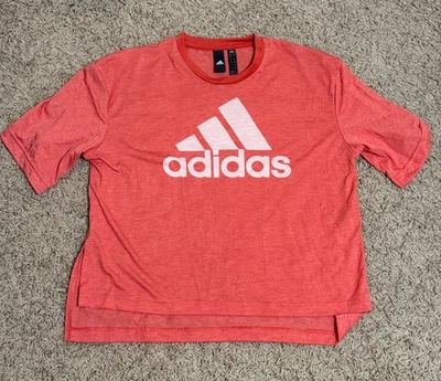 Camiseta Adidas Para Mujer Mediana Coral Manga Corta Camiseta Recortada 3 Rayas Logo Foto 1 de 2