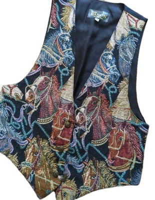 Chaleco Ecuestre Caballo Tapiz M De Colección Von Baron Para Mujer Y2K Arte Años 90 Foto 1 de 4
