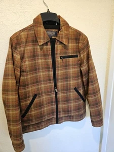 Pendleton Mt Hood Wool Jacket Size M Light Brown Plaid Excellent - Picture 1 of 12