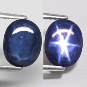 1.51Ct. Natural Star Sapphire 6 Rays Perfect Sharp! Blue Oval Cabochon Thailand - Picture 1 of 7