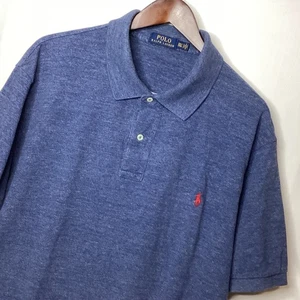Polo Ralph Lauren Mens Polo Shirt 2XLT Red Pony Logo Blue Heathered Cotton - Picture 1 of 9