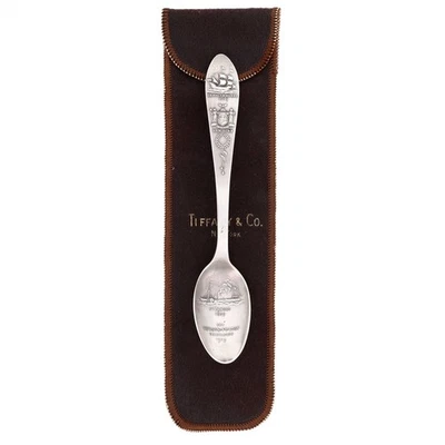 Cuchara de recuerdo de plata esterlina Tiffany Co Hudson Fulton New York NY Ship 1909 Foto 1 de 4