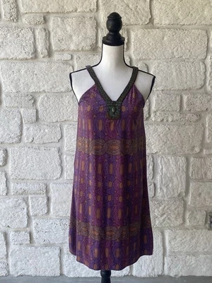 Custo Barcelona Purple Chain Link Beaded Shift Dress Sz 1 / XS - Image 1 of 4