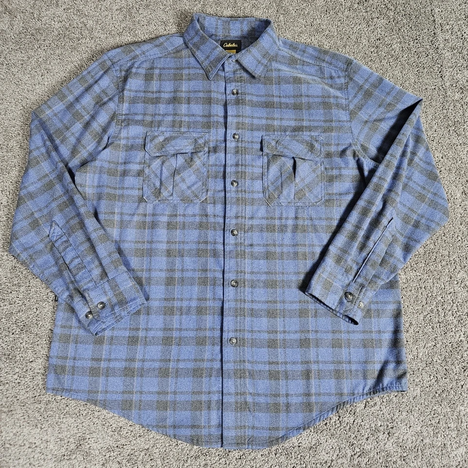 Cabela's Shirt Mens Large Blue Flannel Plaid Cabincore Work Outdoors Soft Cotton - Image 1 of 4