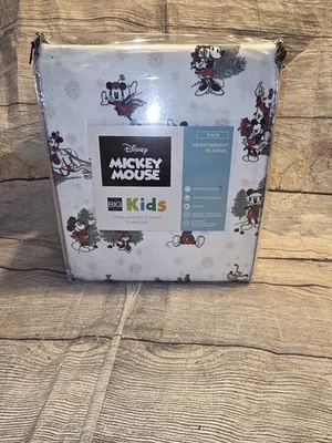 Disney MICKEY MOUSE 3 Piece  TWIN FLANNEL SHEET SET Christmas Bed Sheets NEW - Image 1 of 4