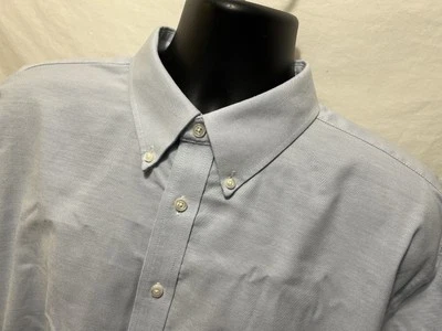 Camisa de vestir Stafford Oxford para hombre talla 18 34-35 mezcla de algodón azul amarillo regular Foto 1 de 4