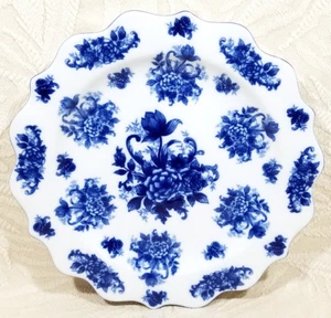 VINTAGE FLOW BLAU ROSENMUSTER GEWELLTER RAND WANDBEHANG TELLER 12,5" - Bild 1 von 21