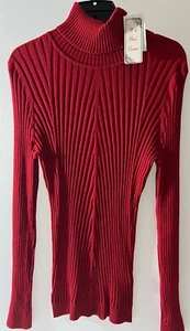 It's Our Time Sweater Women Sz XL Red Stretch Rayon Blend Turtleneck L-Sleeve - Picture 1 of 7