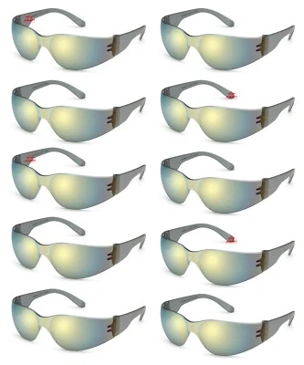 Paquete de 10 pares/cajas de gafas de seguridad con espejo dorado Starlite Sun Z87+ al por mayor Foto 1 de 4