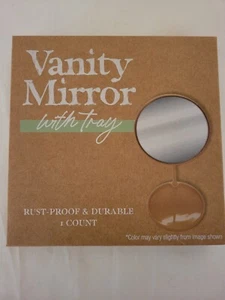 Espejo de tocador con bandeja a prueba de óxido y duradero color crema bronceado ¡BNIP! - Imagen 1 de 5