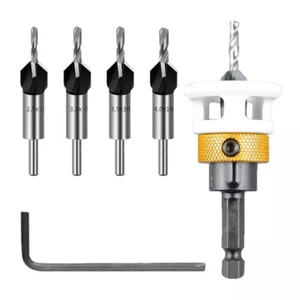 Set 6x Punte da Trapano Svasatore con Stop Profondità Regolabile QuickChange Svasatore" - Foto 1 di 21