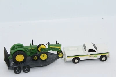 VERY NICE ERTL DIECAST JOHN DEERE P/U TRUCK HAULER with TWO TRACTORS 1:64 SCALE - Image 1 of 4