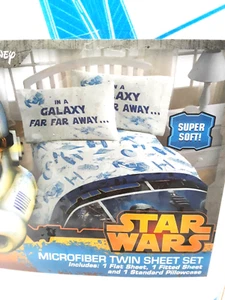 Disney Star Wars Classic Logo 3 Piece Twin Sheet Set In A Galaxy Far Far Away - Picture 1 of 11