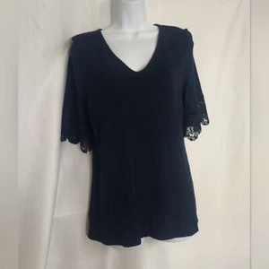 Ann Taylor Factory Navy Blue V Neck Career Top Size M - Bild 1 von 8