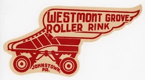 1930-50 Westmont Grove Rink Johnstown, Pensilvania. Etiqueta de patinaje sobre ruedas de colección EVN5 - Imagen 1 de 1