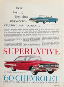 1960 Chevrolet Impala Sport Coupe Red Car Elegance Economy Vintage Print Ad 1959 - Picture 1 of 4