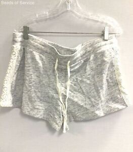 Mossimo Gray White Off White Crochet Pin Stripe Sweat Shorts Womens XL