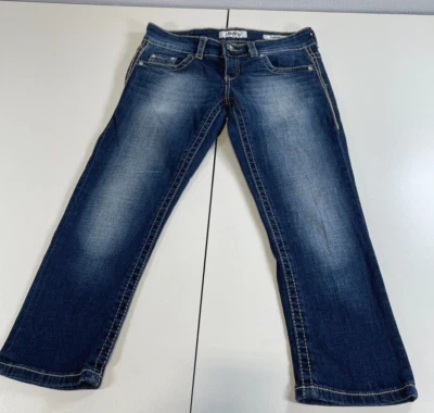 Pantalones de mezclilla capri Daytrip Aquarius para mujer lavado oscuro talla 26 Foto 1 de 4