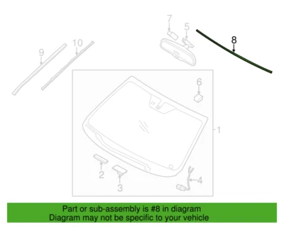 (1) Moldura de parabrisas superior KIA 861312P000 ORIGINAL 20011-2015 Sorento Foto 1 de 2