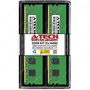 32GB 2x16GB PC5-5600 EC8 RDIMM Supermicro 222HA-TN Memory RAM - Picture 1 of 6