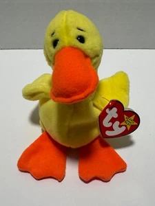 TY Beanie Baby Quackers Duck -Style #4024-Born 4-19-94-tush Tag 1993. PVC Pellet - Picture 1 of 8
