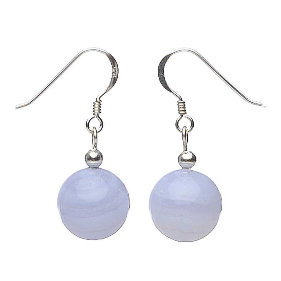 Orecchini Pendenti, Calcedon E Argento 925, Calcedon Ø12mm, Gioielli Per Donne - Immagine 1 di 3
