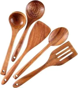 Servizio e Cucchiai da Cucina in Legno Cucchiai Marrone Legno Set Utensili Cucina - Foto 1 di 5
