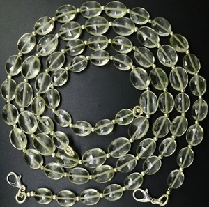 Natural Gem Prasiolite 9 to 11 mm Size Faceted Oval Nugget Beads Necklace 17" - Picture 1 of 7