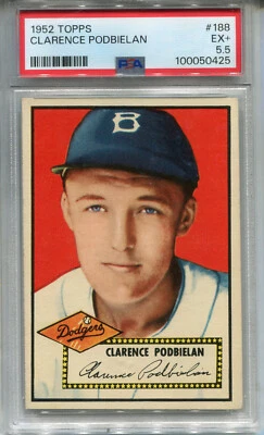 1952 Topps #188 Clarence Podbielan PSA 5.5 EX+ Brooklyn Dodgers - Image 1 of 2