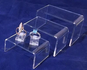 Set 3pz Alzata Acrilica Vetrina Gioielli Apparecchi Contatori Display Gioielli Alzate - Foto 1 di 1