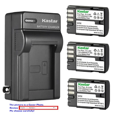 Kastar Battery AC Wall Charger for Pentax D-Li90 D-BC90 & Pentax K-5 K5 Camera - Image 1 of 4