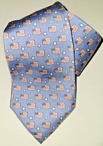 Vineyard Vines Boys Necktie Tie American Flag Blue Silk USA Patriotic - Picture 1 of 6