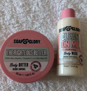Soap & Glory Clean On Me Hydrating Wash 75ml & The Righteous Butter 50ml - Picture 1 of 1