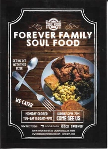 TARJETA PUBLICITARIA SOUL FOOD FOREVER FAMILY SOUL FOOD - Imagen 1 de 1