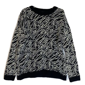Simply Styled Zebra Eyelash Jacquard Sweater Black Cream NWT Sz XL - Bild 1 von 12