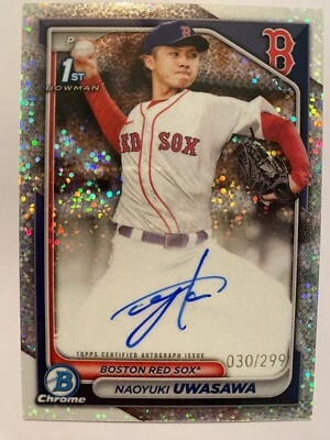 24 Chrome Mini Diamond Naoyuki Uwasawa Prospect Auto Red Sox #CPA-NU /299 I-65 - Image 1 of 2