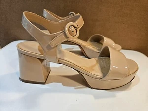 M. Gemi Patent Leather Platform Sandal in Sand; EU39 (US approx 8.5); Italian - Picture 1 of 9