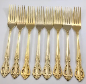 Farberware REGAL GOLD Electroplate Korea 8-Dinner Forks Flatware - Picture 1 of 5
