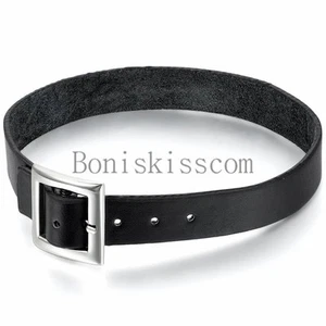 Punk Rock Charm Leather Buckle Men's Women's Unisex Choker Collar Necklace - Picture 1 of 4